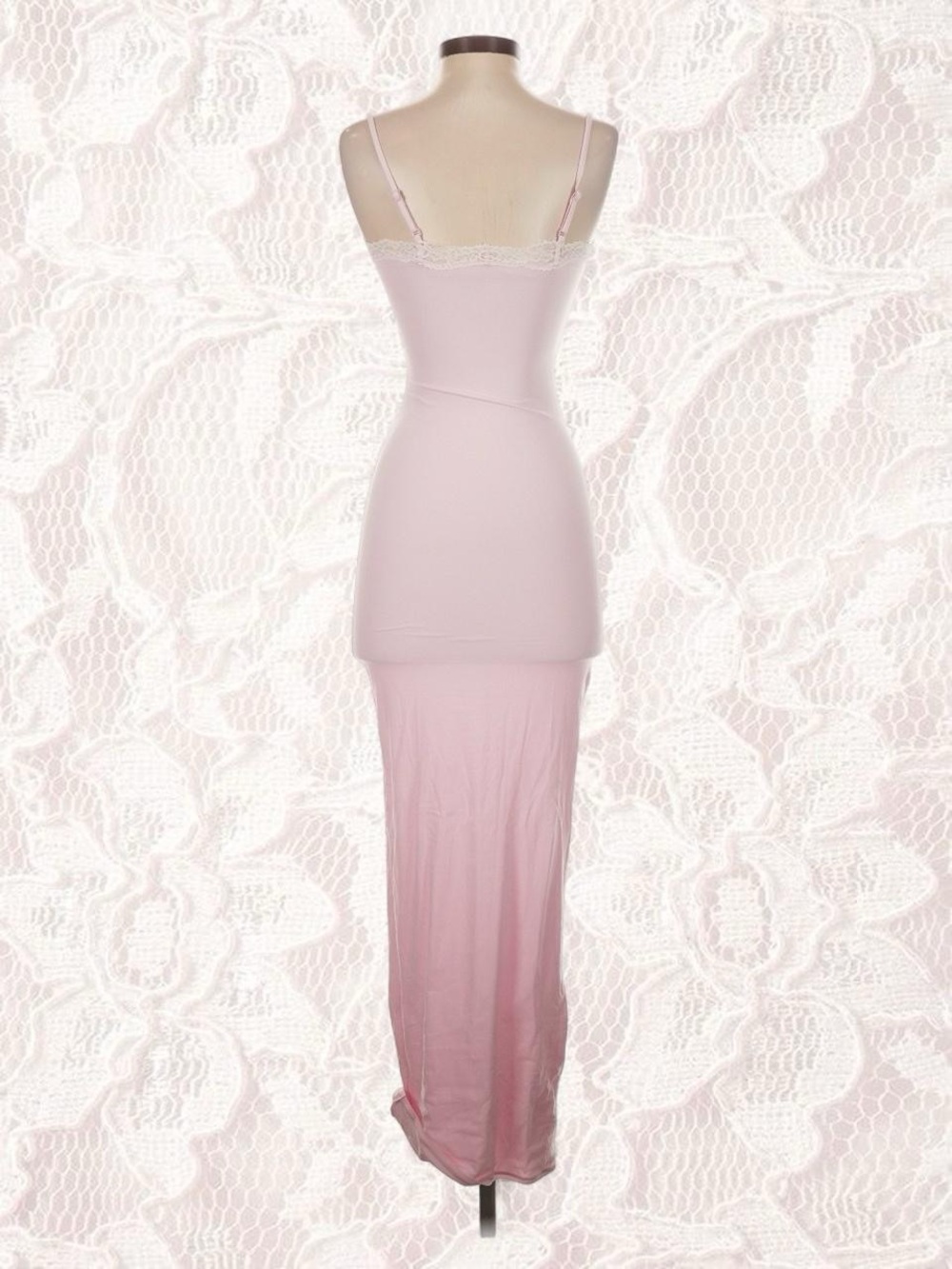 Skims Fits Everybody Lace Long Slip Dress in Cherry Blossom - Picture 3 of 3